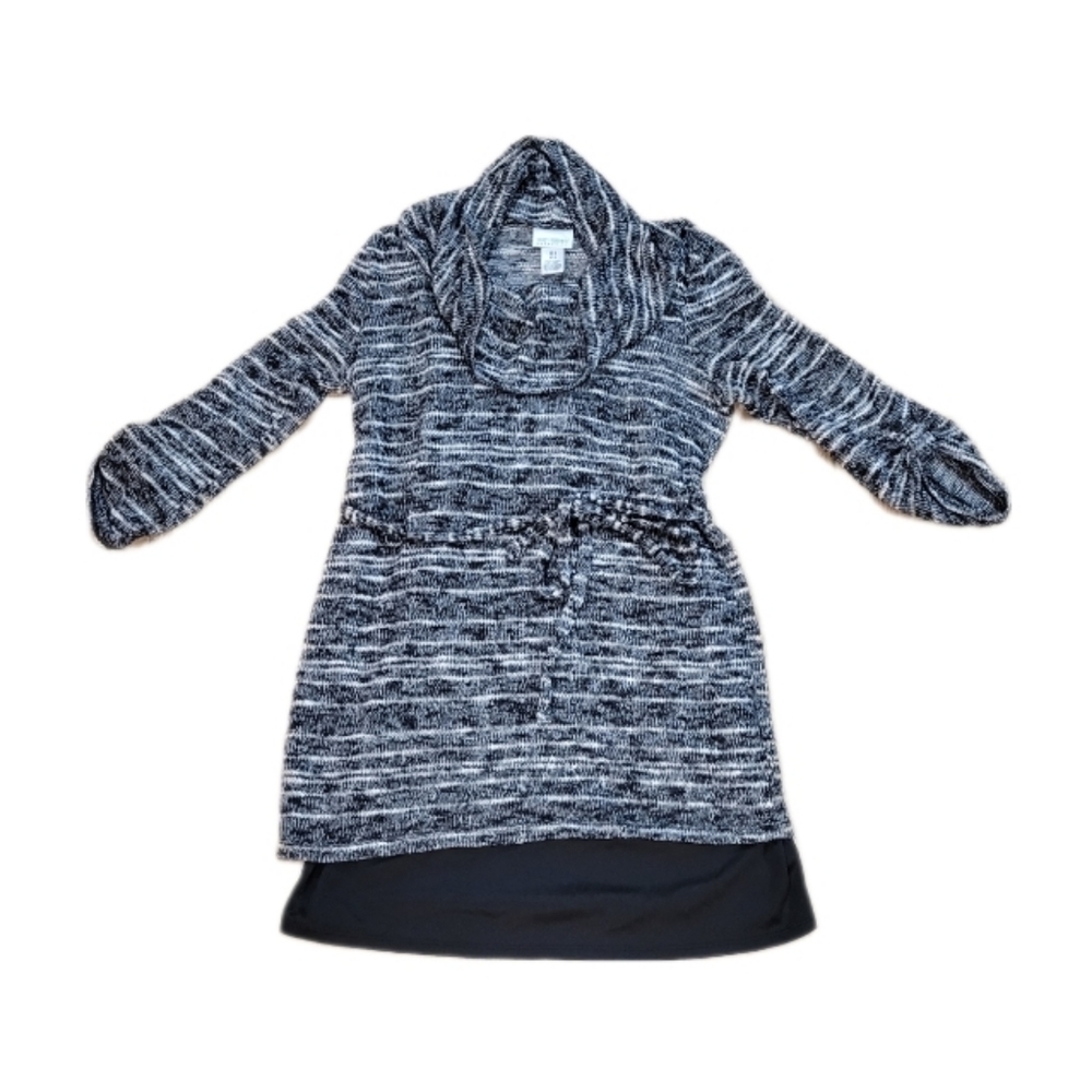 Motherhood Maternity black/white marled cowl neck‎ Tunic size Medium